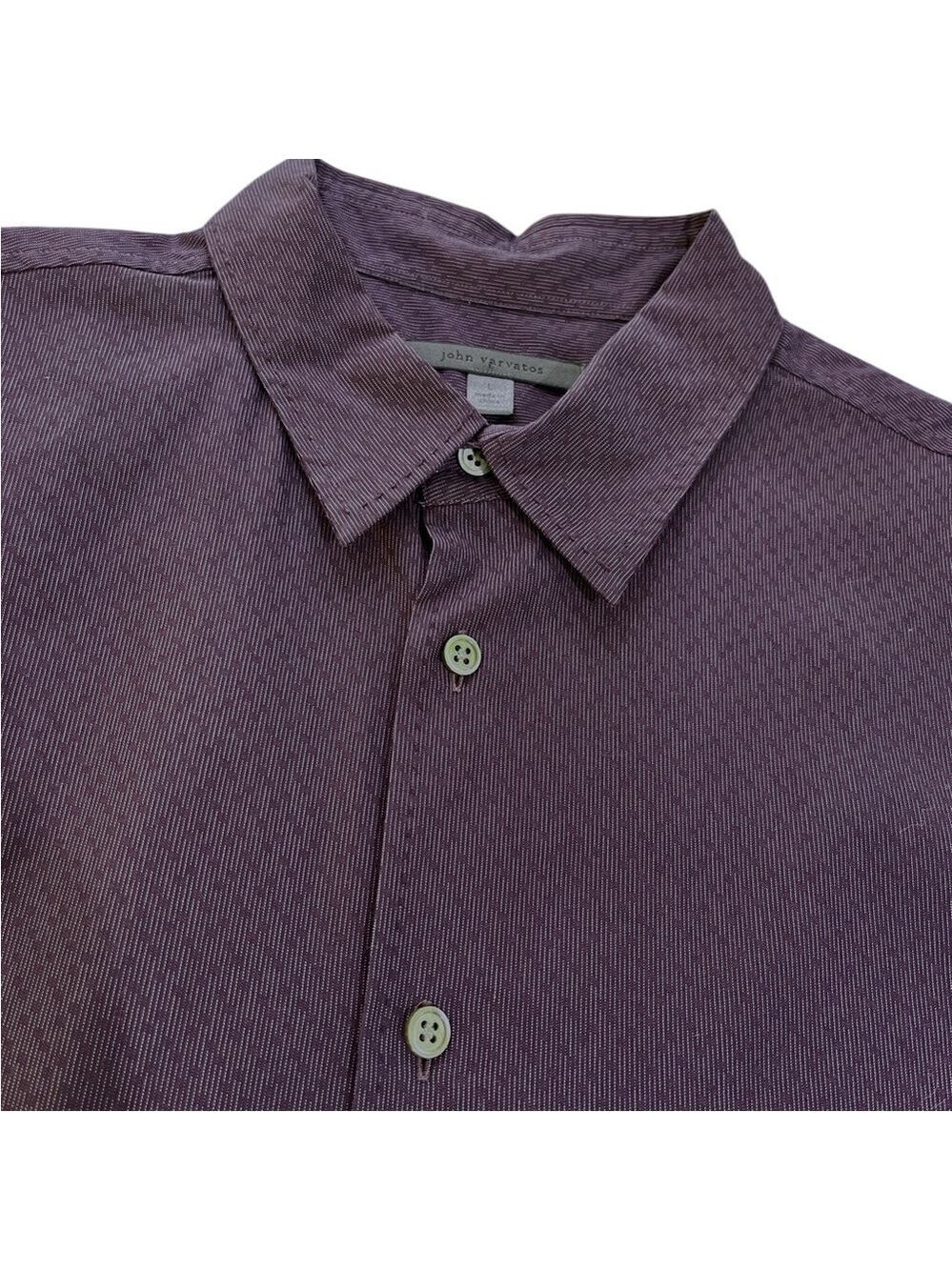 John Varvatos Jacquard Woven Button Up Shirt SZ L Purple